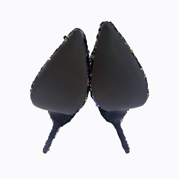 Purple Hologram Sequin Stilettos Sz 8 Slouchy Iridescent Metallic Y2K Rave Party - Picture 8 of 9